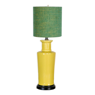 Lampe de table en céramique émaillée jaune