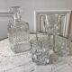 Set of a decanter and 4 vintage whiskey glasses 70s