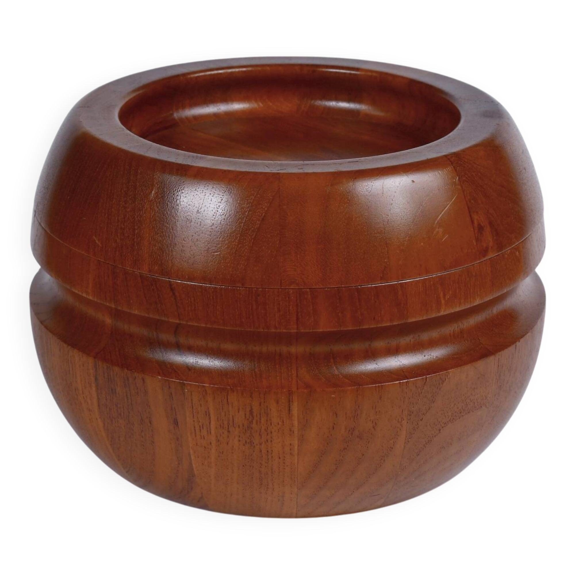Solid teak bowl with lid. Denmark 1960s (2)