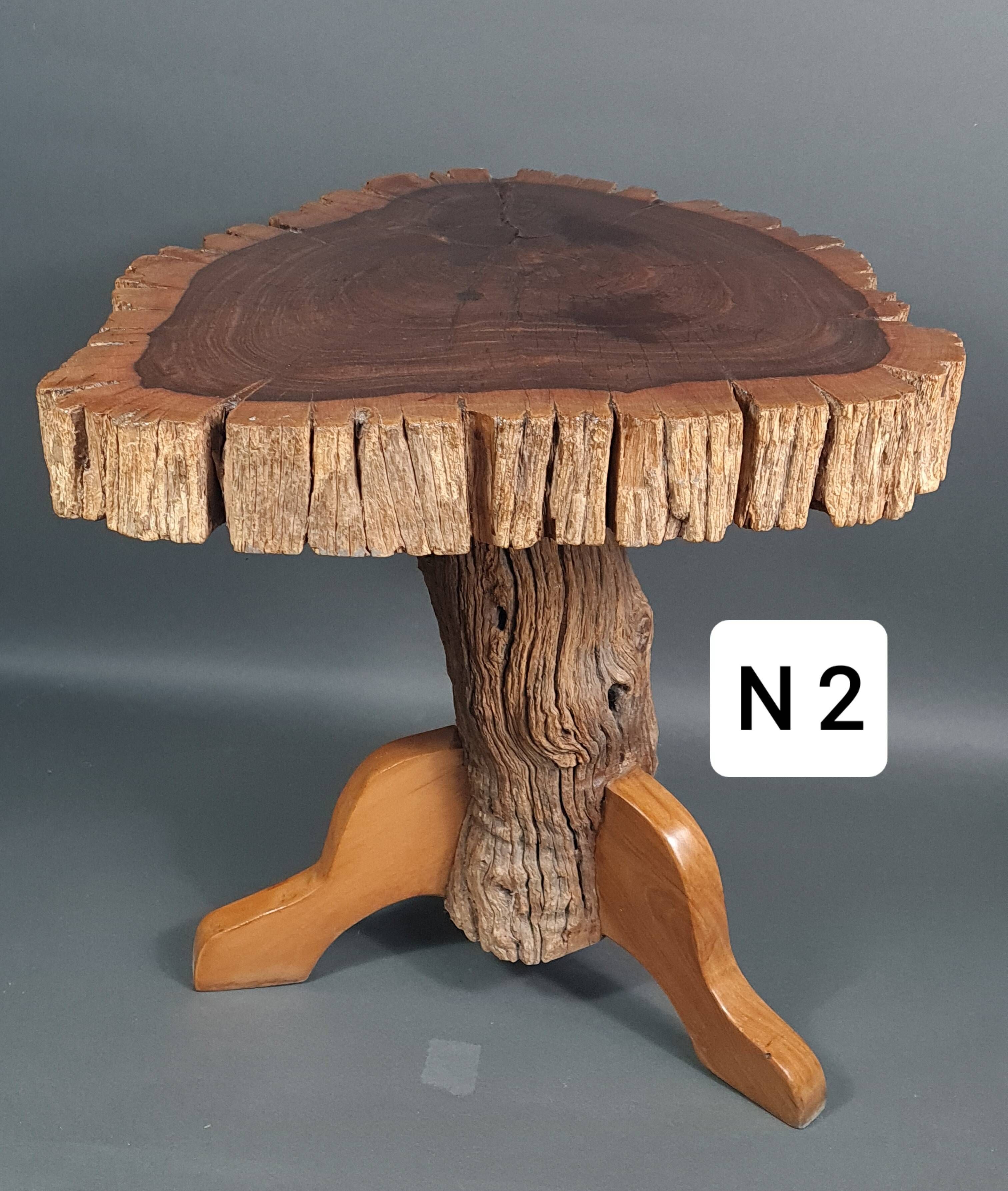 Brutalist teak stool or side table, 13 kg, 2 available D344 /1/