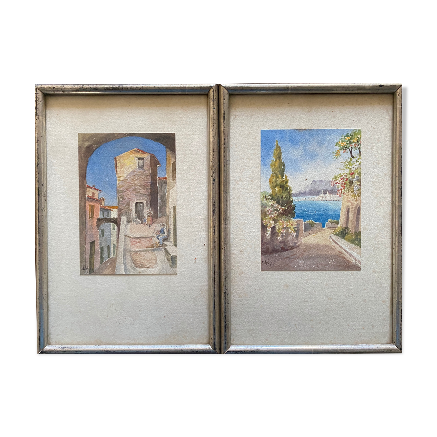 Paintings during watercolors around 1911 signed Views of Marseille