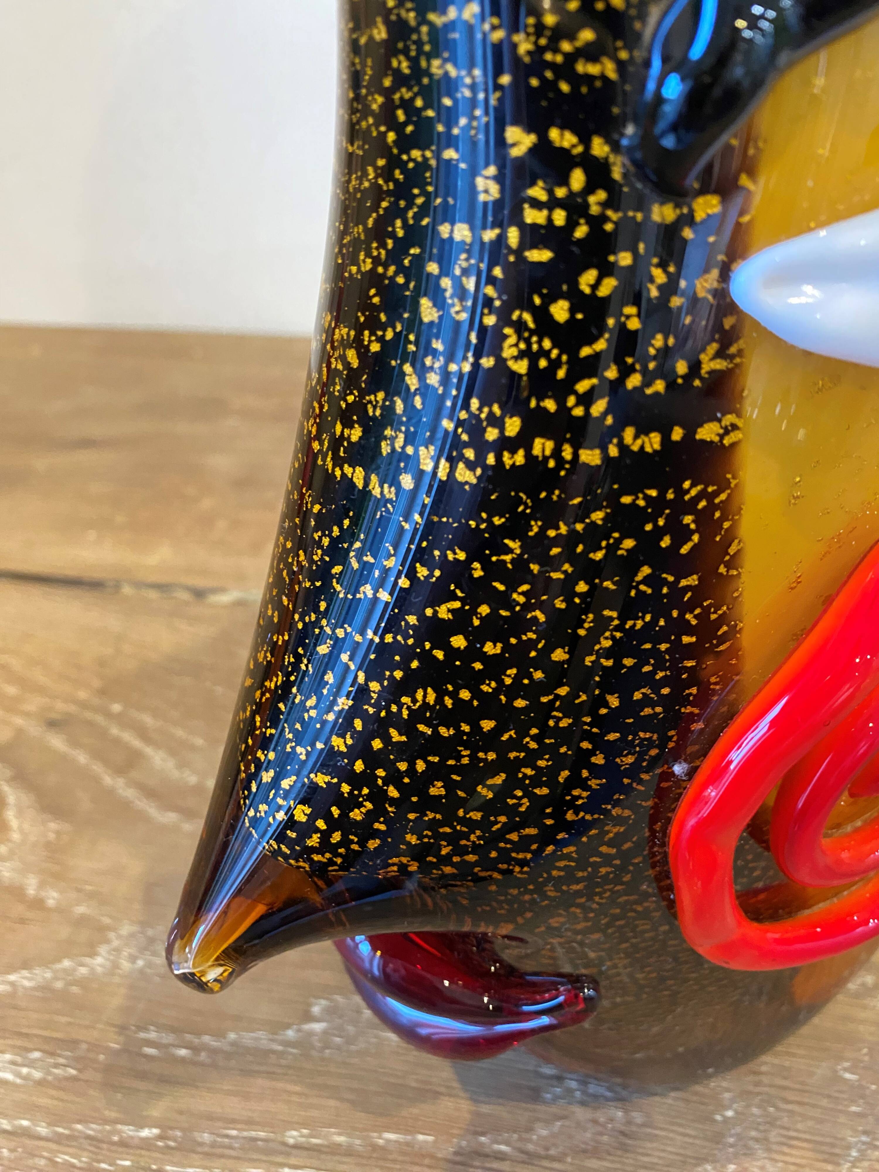 Fish head vase in Murano glass from the 1980s.