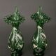 Pair of Marie Gregory vases in green floral decoration enamelled 1900