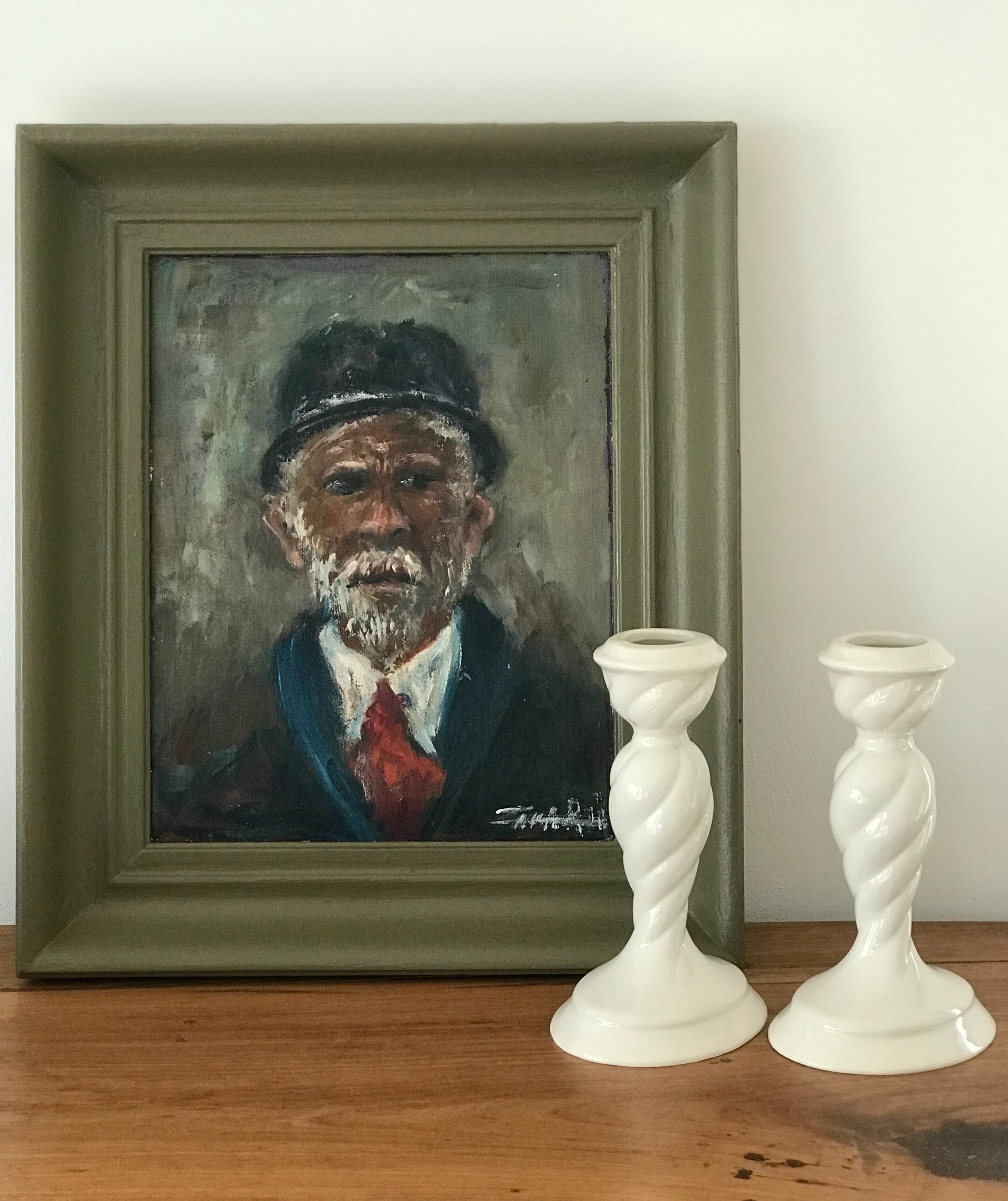 Pair ceramic candlesticks