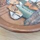 Vintage Embossed Clay Plate: Man Drinking, Retro Wall Decor