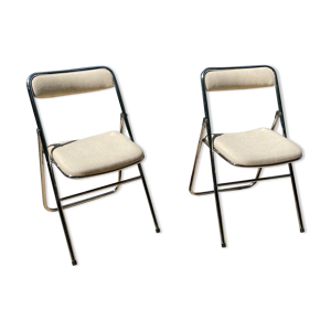 Paire de chaises pliante en laine années 70