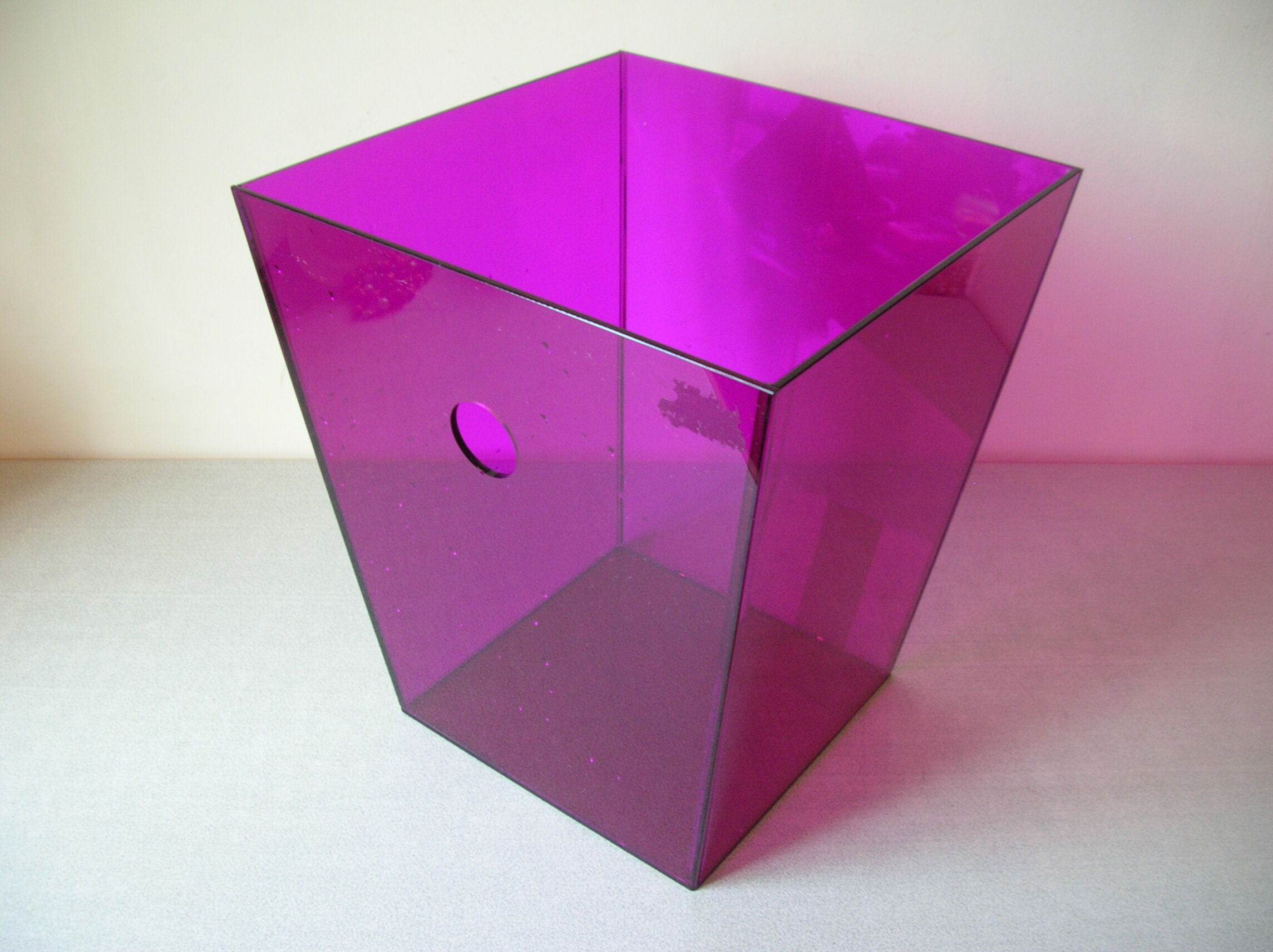 Paper basket in plexi purple eggplant transparent deco office design