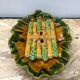Old asparagus dish vallauris d.m. ceramic green & yellow vintage