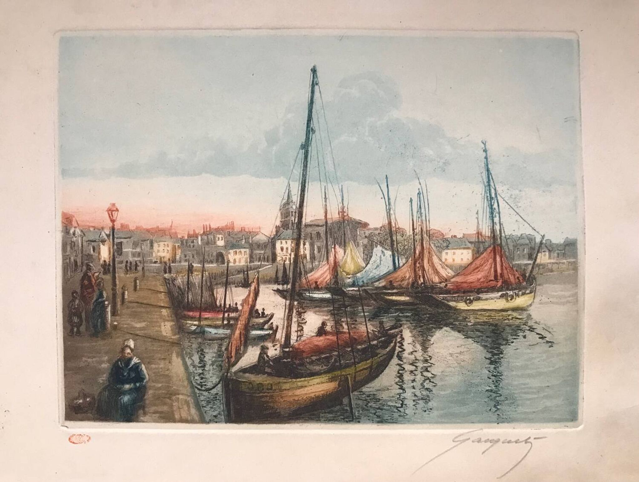 Eugène GAUGUET, 1872-1943.Les Sables d’Ollone.Eau-forte aquatinte