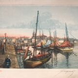 Eugène GAUGUET, 1872-1943.Les Sables d’Ollone.Eau-forte aquatinte