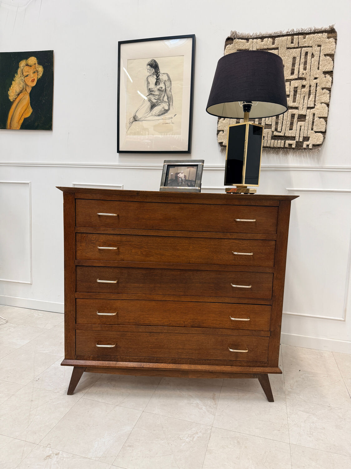 Vintage chest of drawers with splayed legs
