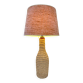 Lampe en corde tressée et abat-jour texturé, années 60-70