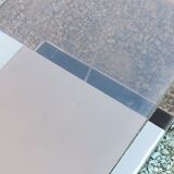 Coffee table from the 70s in chromed steel and smoked plexiglass double swivel trays