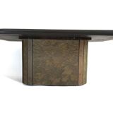Table basse brutaliste Paul Kingma - pierre, ardoise et laiton
