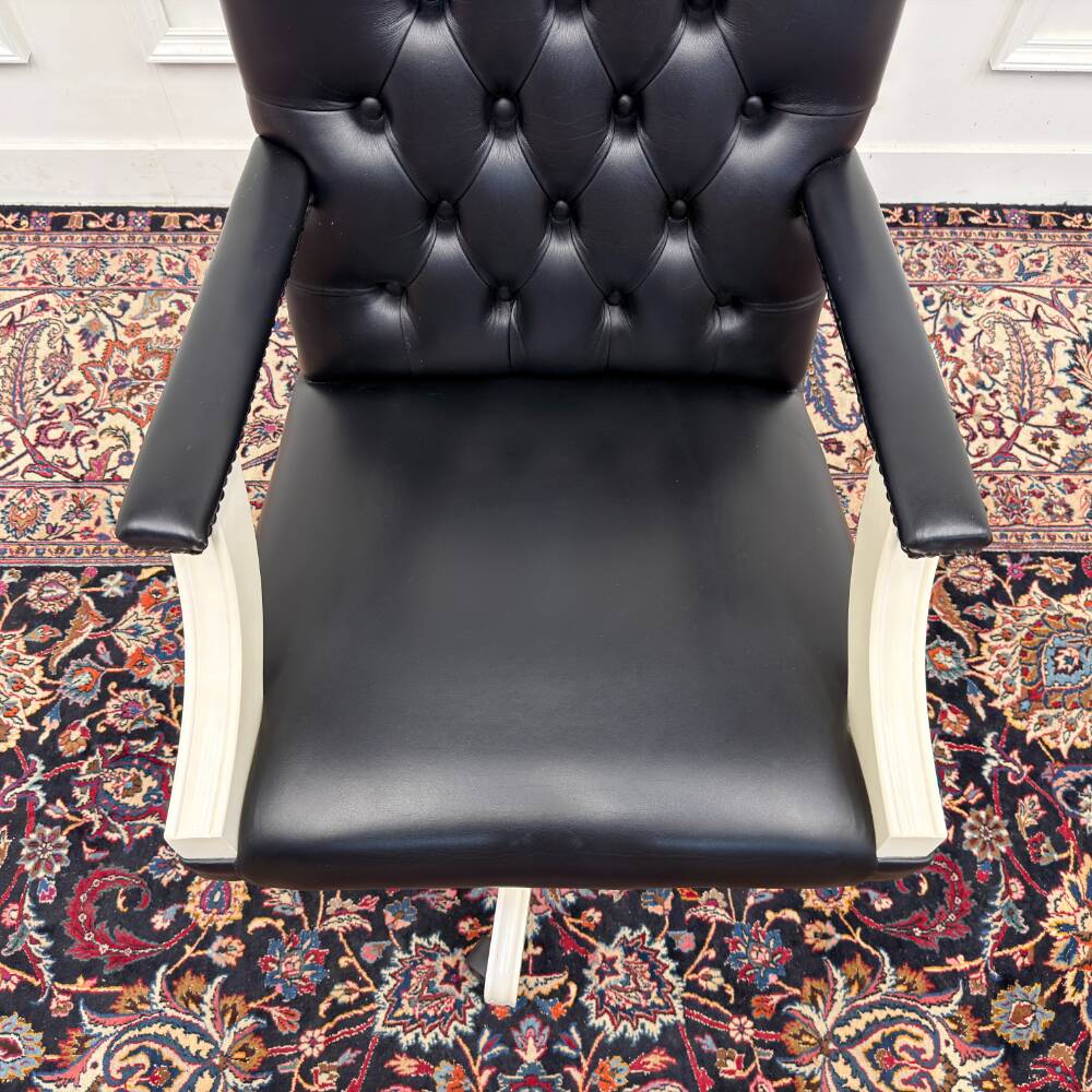 Classic English White Chesterfield Office Chair