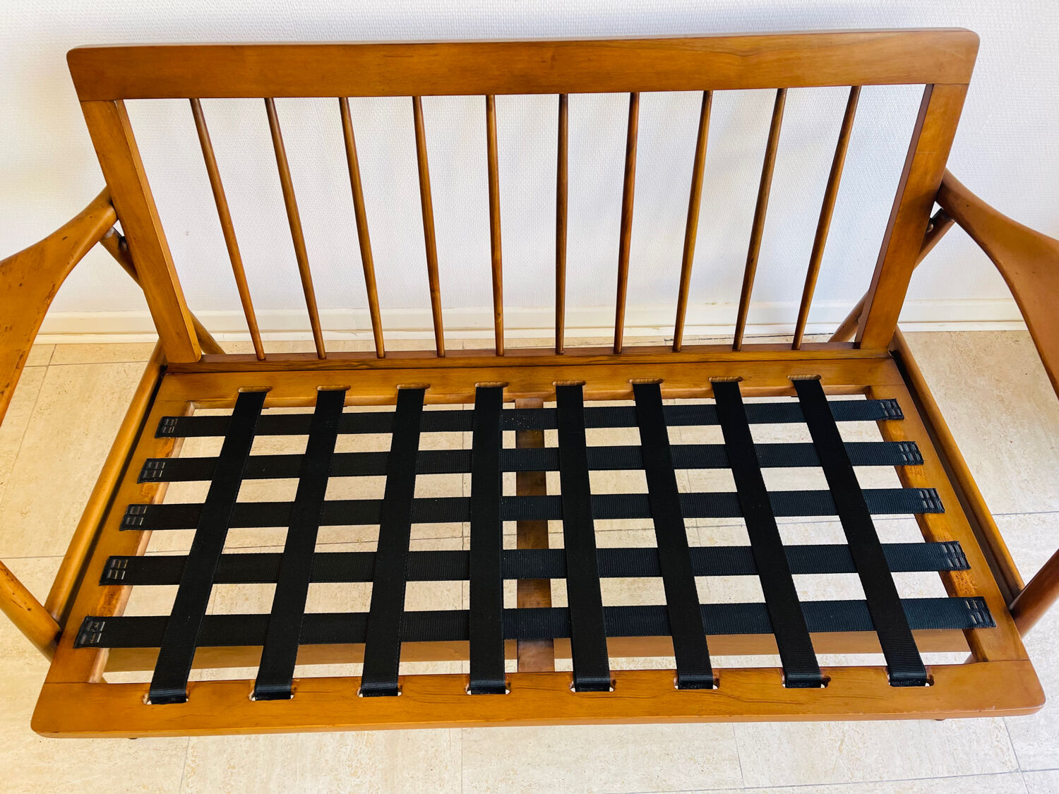Scandinavian teak banquette for two, circa 1960.