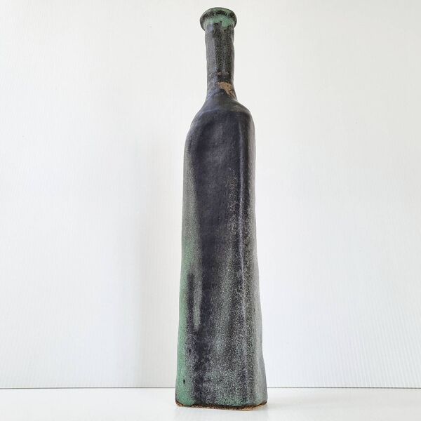 Vase bouteille vintage gres ceramique 1960 signature dlg la borne 60s 1960s