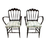 Pair of Giuseppe Gaetano Descalzi Midcentury Italian Chiavari Armchairs, 50
