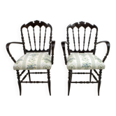 Paire de fauteuils Chiavari italiens du milieu du siècle de Giuseppe Gaetano Descalzi, 50