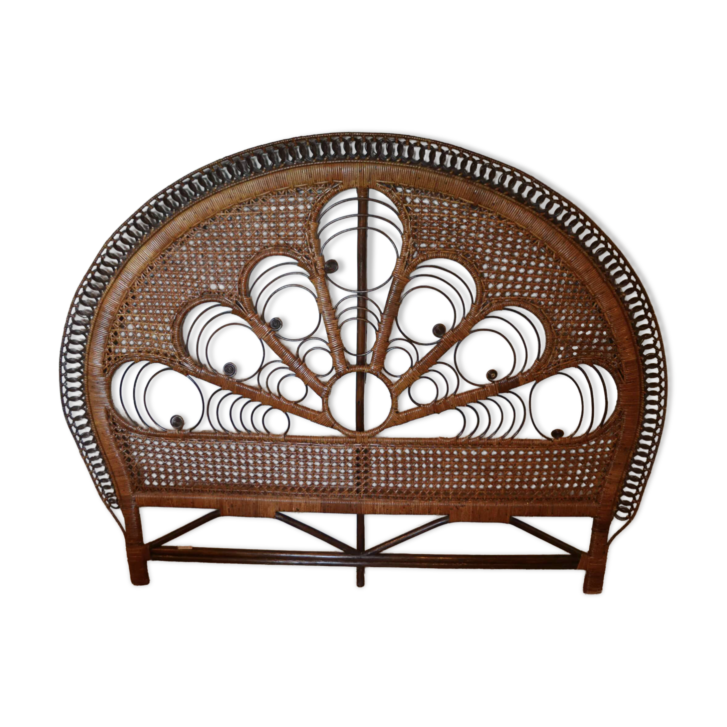 Brown peacock headboard for a 140cm bed.