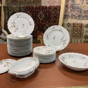 1950s Limoges Porcelain Floral Dinner Service - 31 Pieces