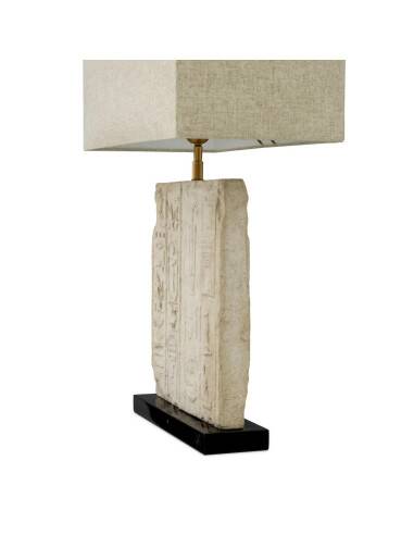 Pair of table lamps in sandstone and brushed brass