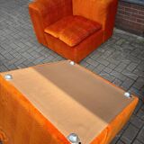 Grand canapé sectionnel Mid-Century composé de 6 éléments en velours orange