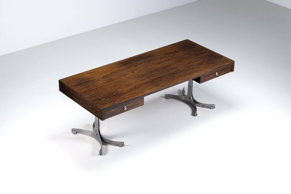 Trau Arredamenti Metallici S.P.A. large desk rosewood Italy 1960
