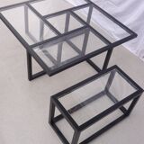 "Sol Lewit" inspired coffee table in wood and glass