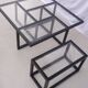 Table basse d'inspiration "Sol Lewit"  bois et verre