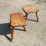 Pair of brutalist tripode stools vintage campaign
