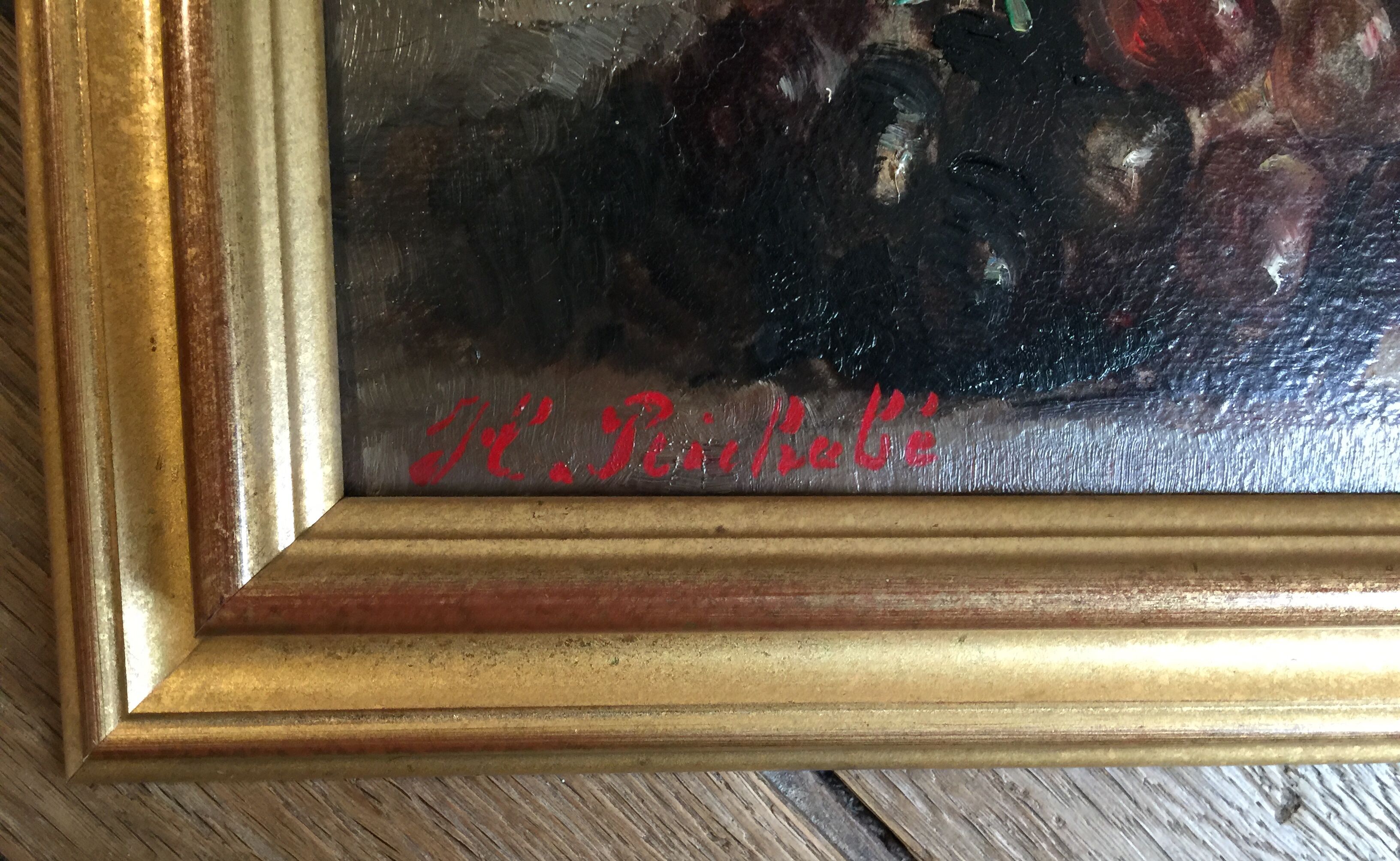 Original oil signed "Dead Nature at the Fruit Cup"