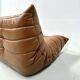 Togo 3-seater in Cognac leather designed by Michel Ducaroy for Ligne Roset.