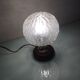 Structured glass bedside lamp and wooden foot / vintage 60s-70s