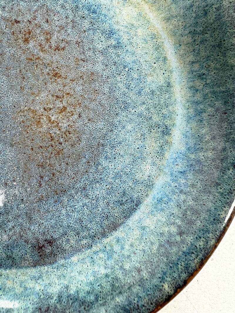 Small blue ceramic plate Signed JYL - Jean Yves Lemonnier