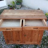 Vintage Parisian buffet in raw wood - 2 doors, 2 drawers