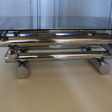 Chrome & smoked glass coffee table