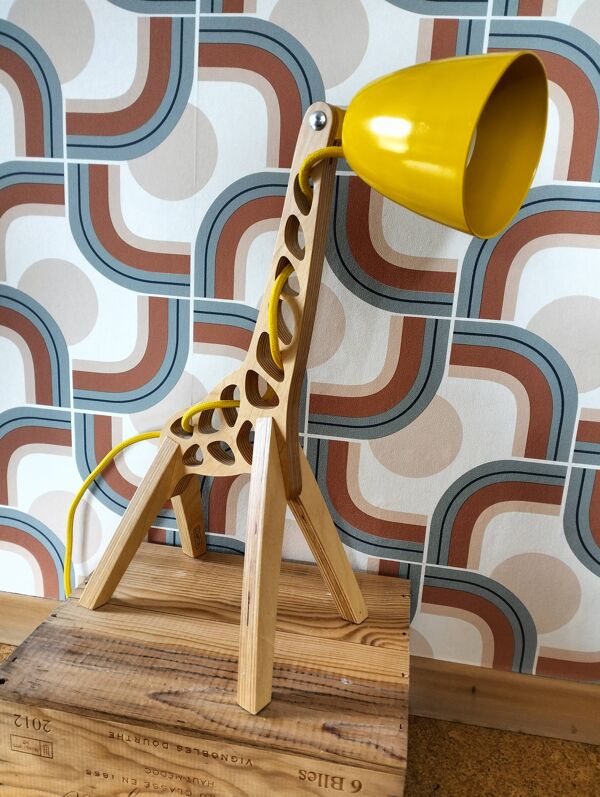 Lampe chevet design bois girafe Leanter