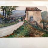 Aquarelle sur papier "Soir d'Automne, en Aveyron (vers Vendeloves)" signée, André Duculty (1912-1990)