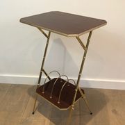 Mahogany and gold metal harness faux-bamboo way. french work. around 1970