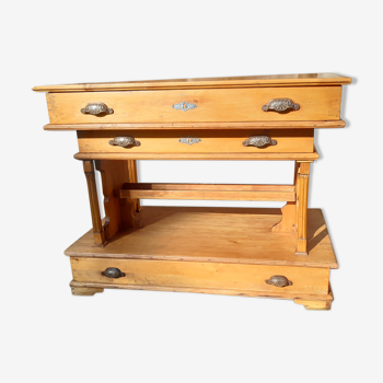 Ilôt façon comptoir en sapin d'époque 1900