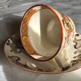 Set of 4 vintage Sarreguemines tea cups and 5 saucers