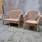 Ensemble de jardin en rotin Peacock banquette  et fauteuil