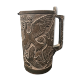 Former ceramic pitcher brown decor birds 70s vintage