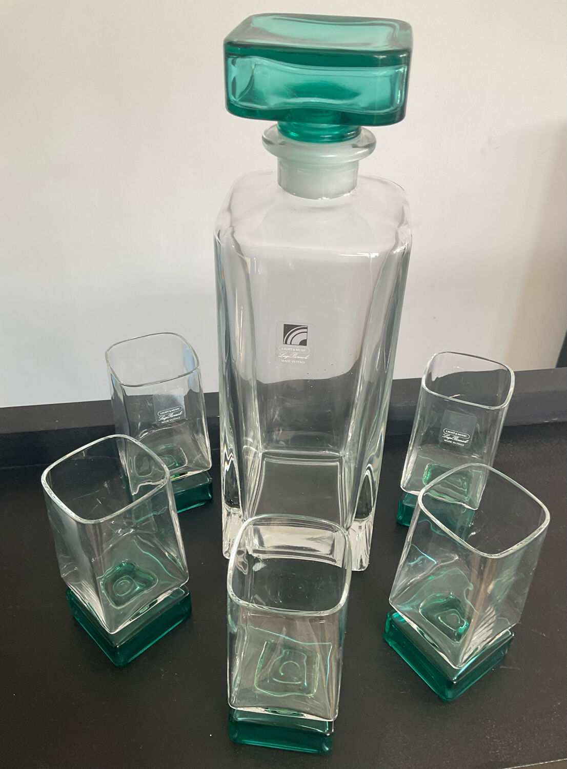 Vintage whisky decanter and Luigi Bormioli Italy glasses