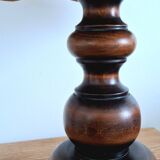 Table lamp in turned wood and tulip shade