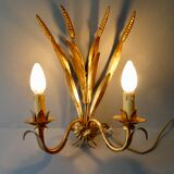 Pair of gold metal wheat ear sconces, 70s-80s