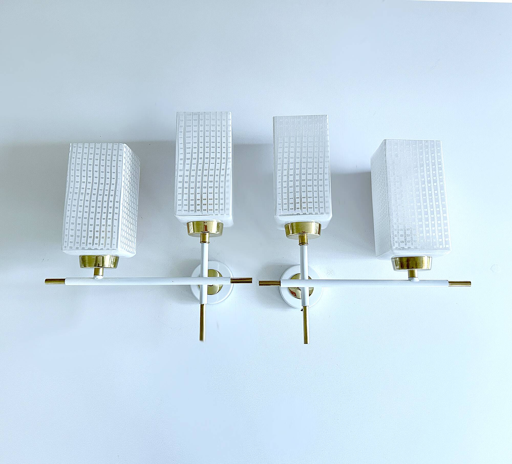 Pair of vintage architectural wall lights, 1960s