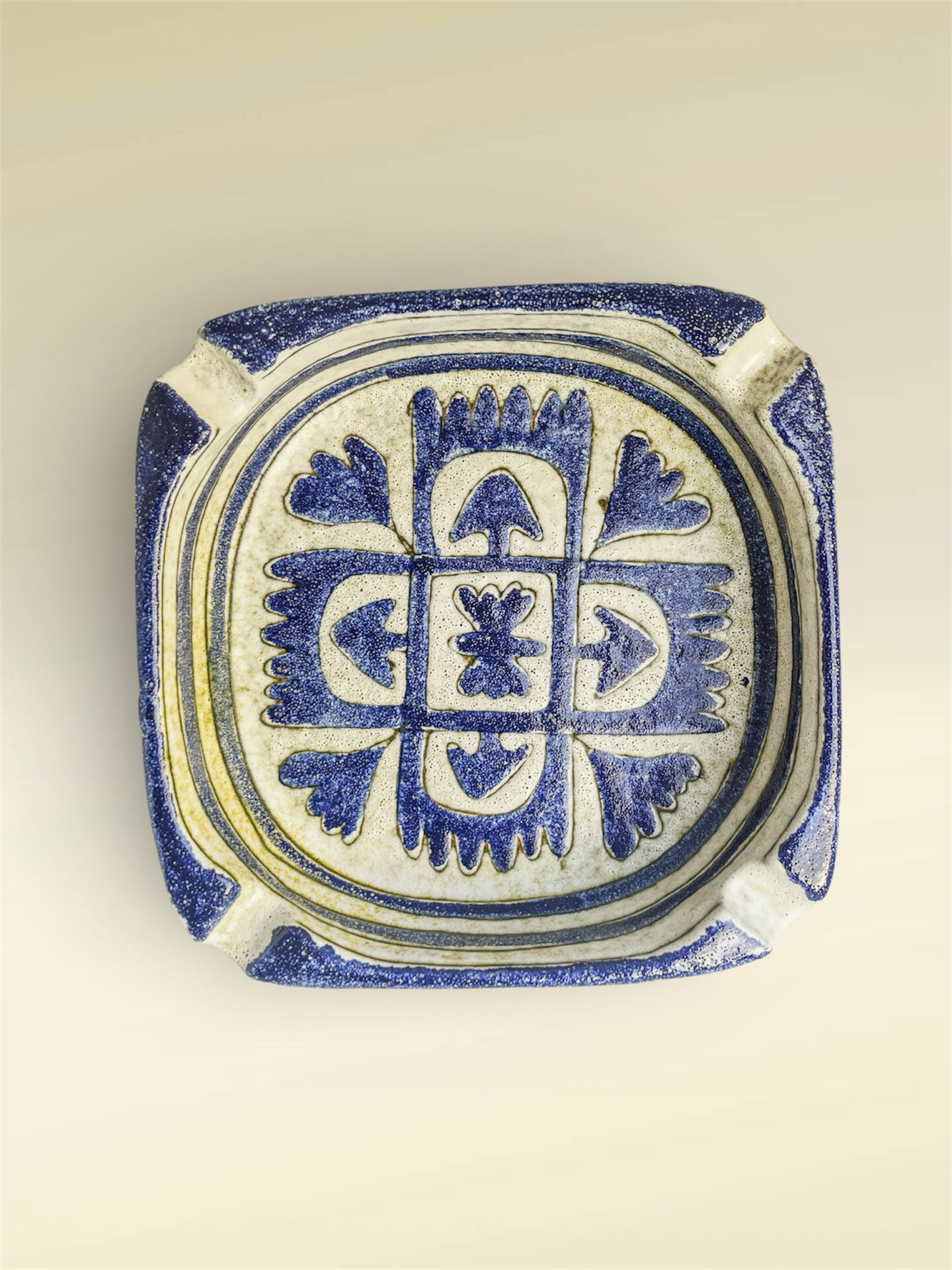 Ashtray / Italian ceramic pocket tray, glazed in Bitossi style.