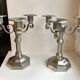 Duo of 3-spoke brass candlesticks art deco 30s